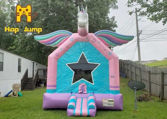 Binnen Openlucht 0.55mm pvc Unicorn Bouncy Castle With Slide